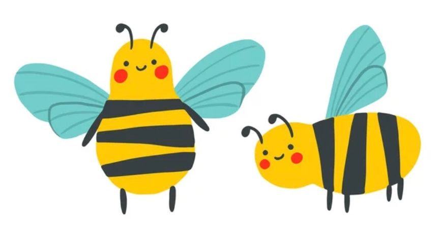 Two bees drawn as cartoons
